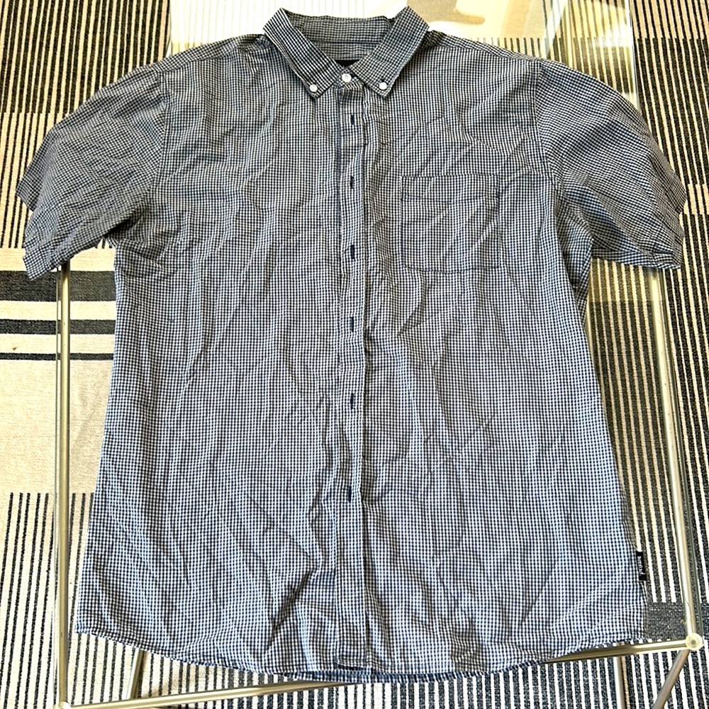Brixton Blue/Grey Short Sleeve Single Pocket Button Up